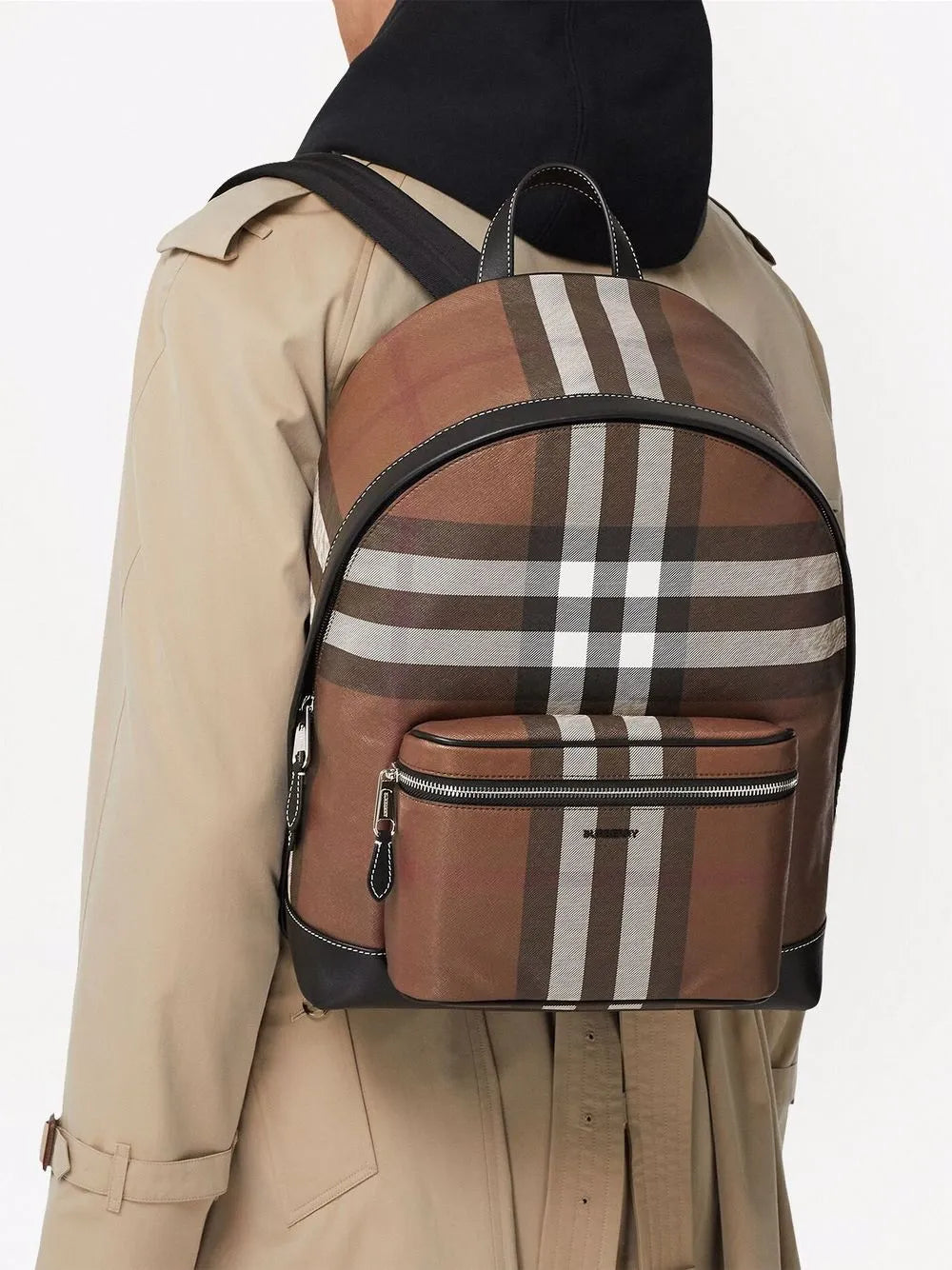 BURBERRY Check and Leather Backpack