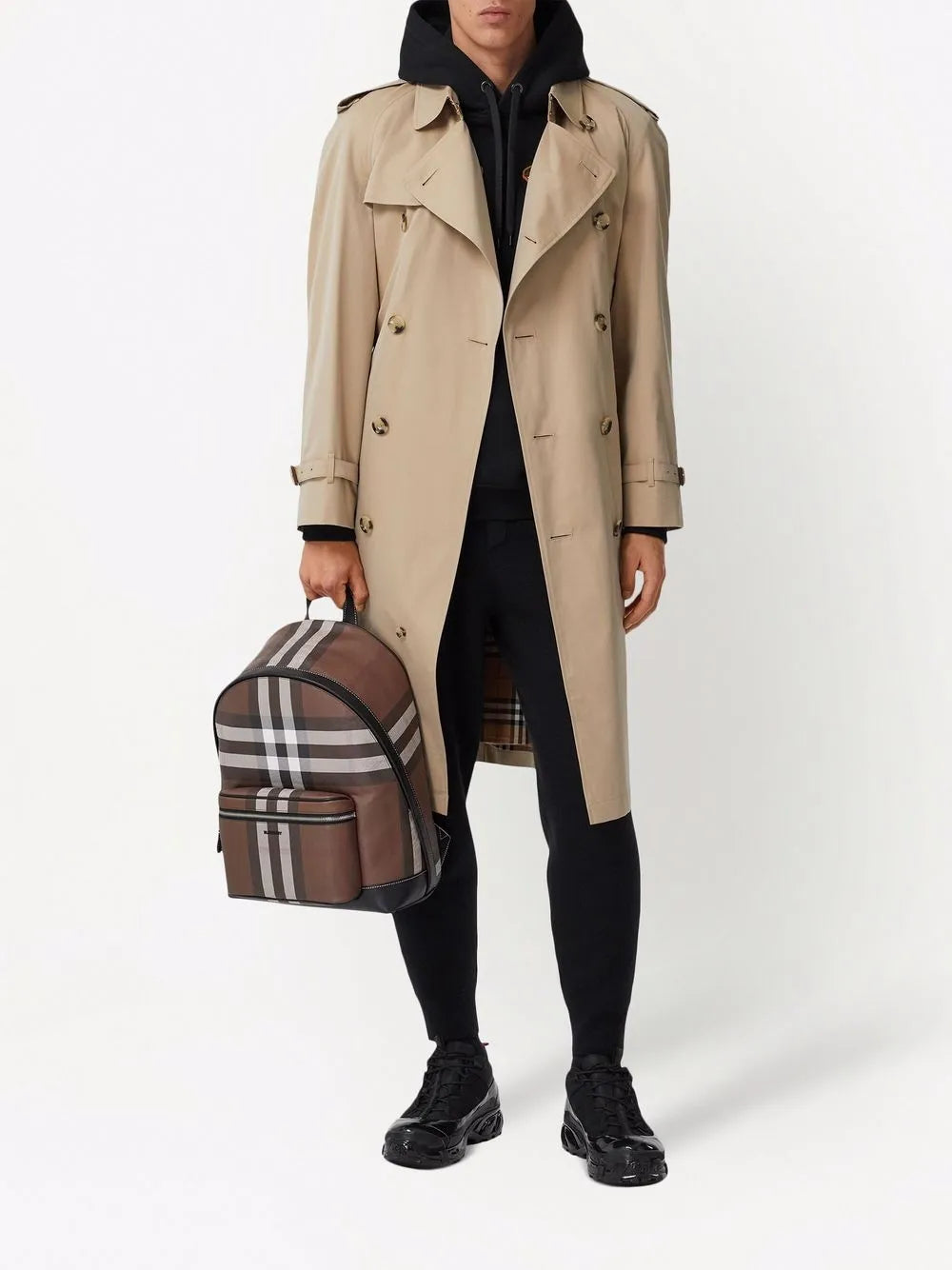 BURBERRY Check and Leather Backpack