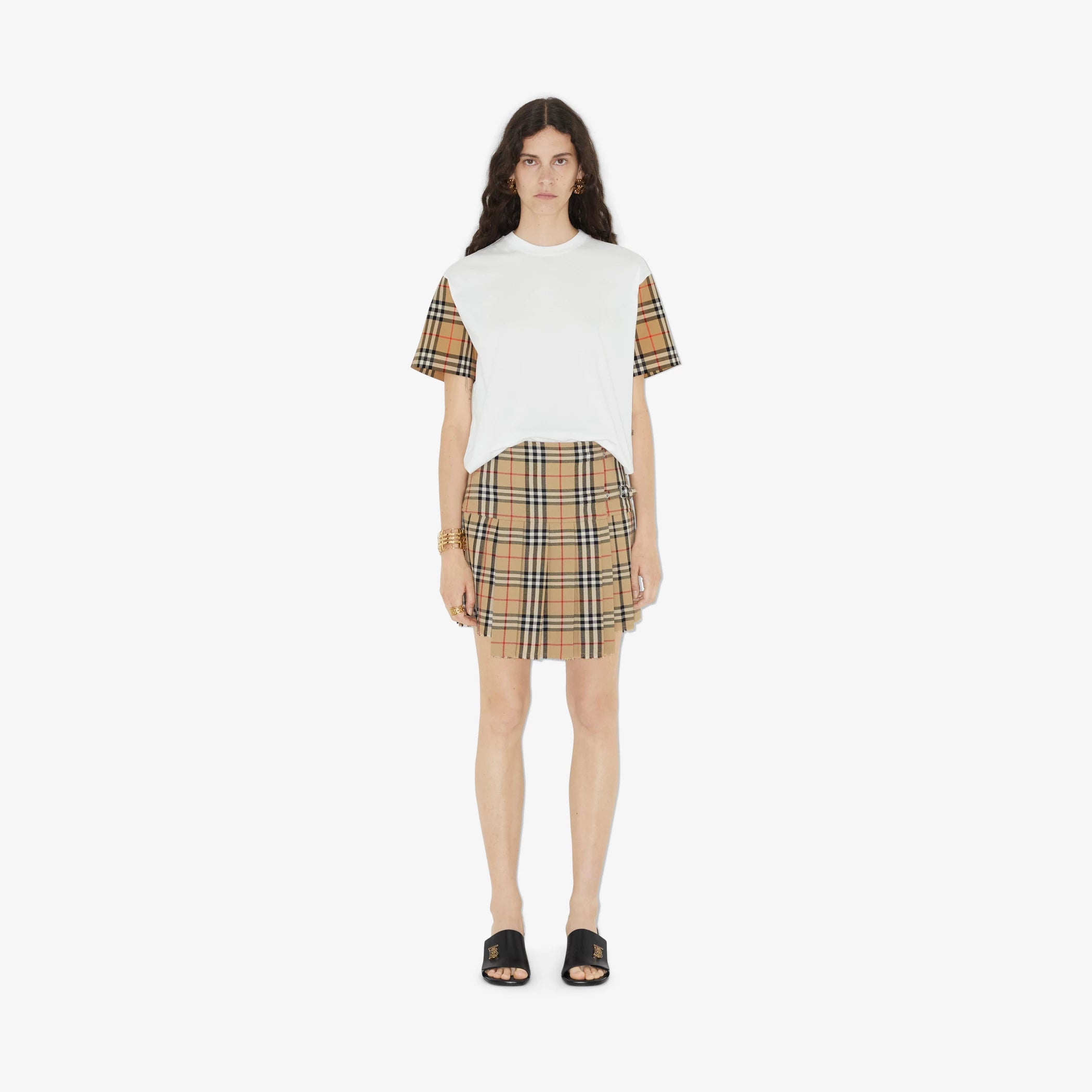 BURBERRY Carrick T-shirt White with Check sleeves