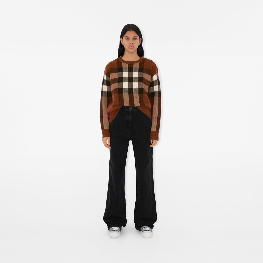 BURBERRY Check Wool Cashmere Sweater