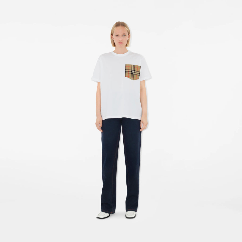 BURBERRY Carrick T-shirt White with Check pocket