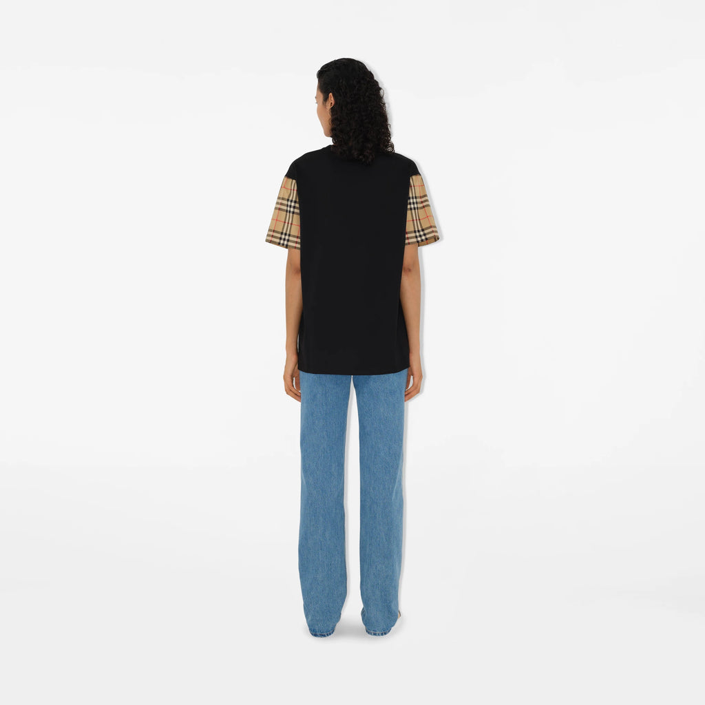 BURBERRY Carrick T-shirt Black with Check sleeves