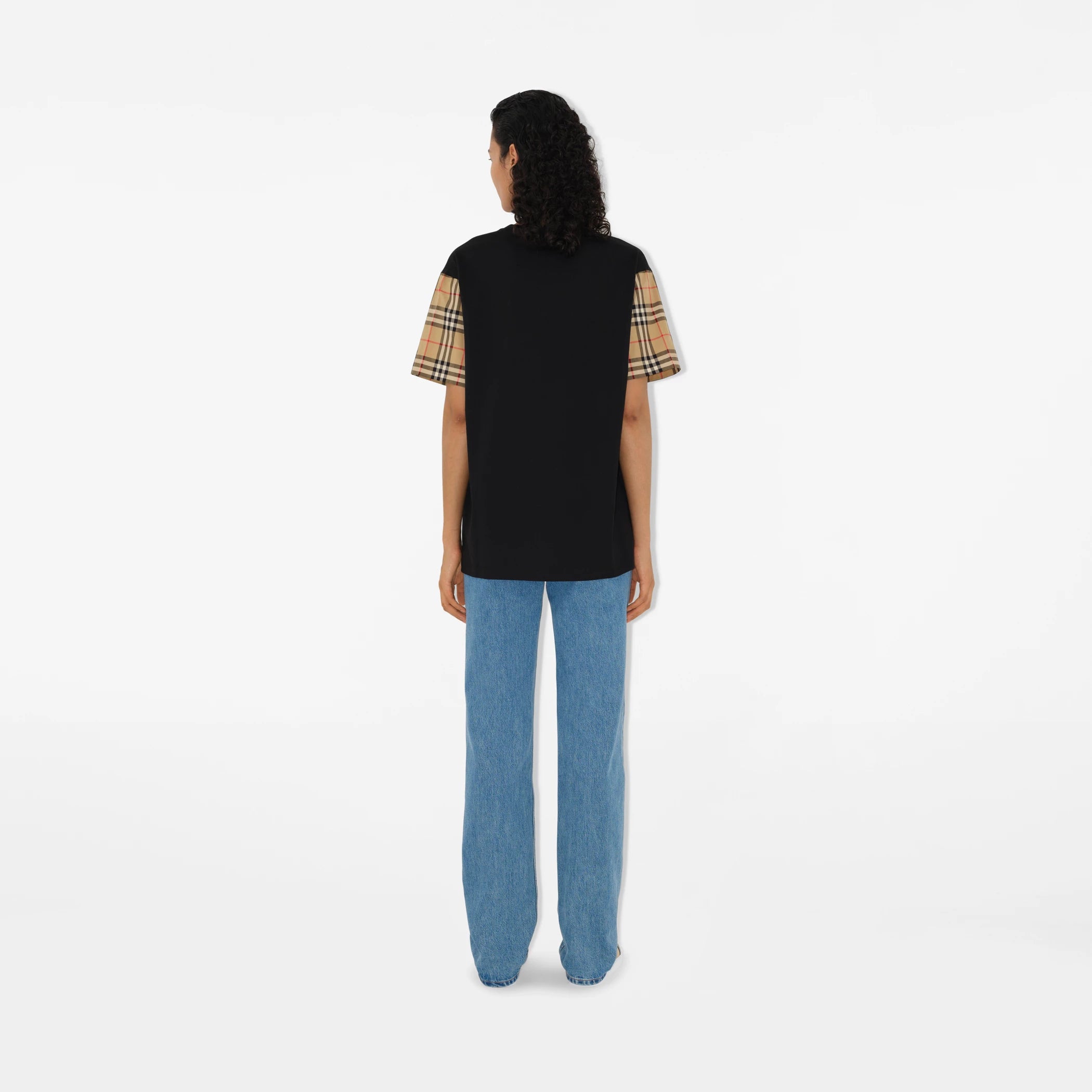 BURBERRY Carrick T-shirt Black with Check sleeves