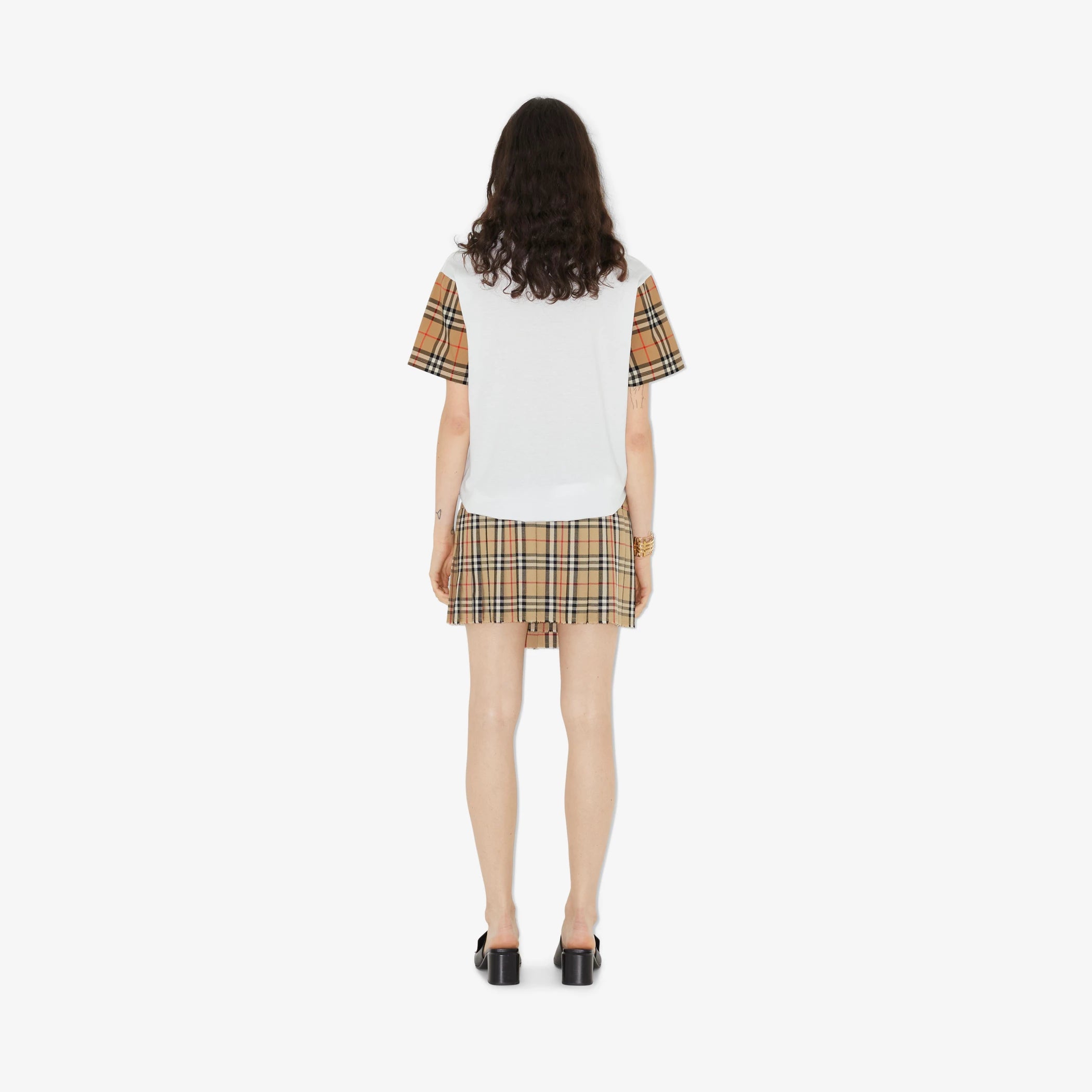 BURBERRY Carrick T-shirt White with Check sleeves