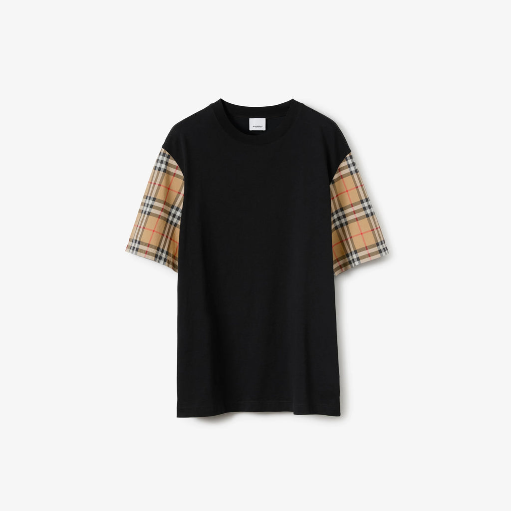 BURBERRY Carrick T-shirt Black with Check sleeves
