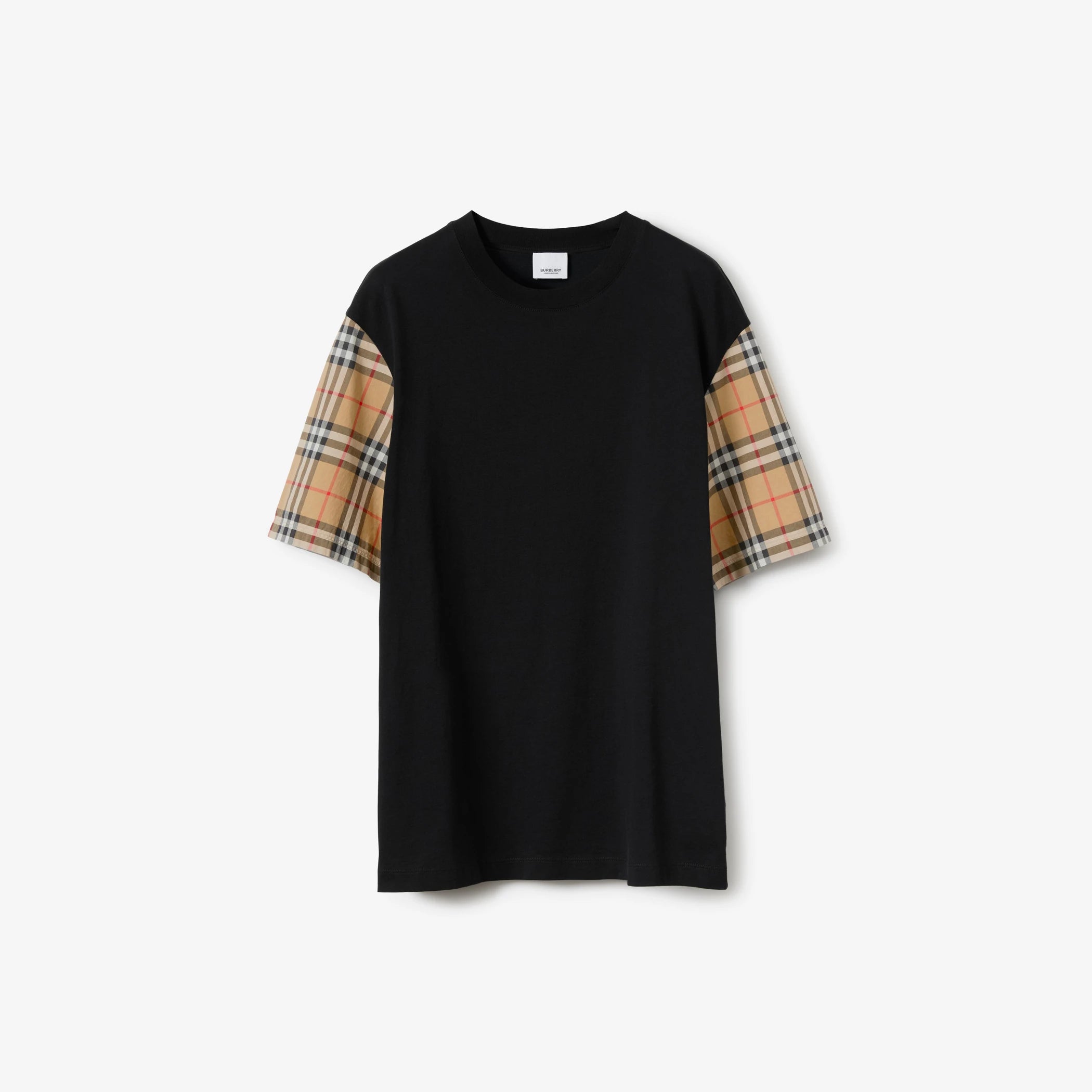 BURBERRY Carrick T-shirt Black with Check sleeves