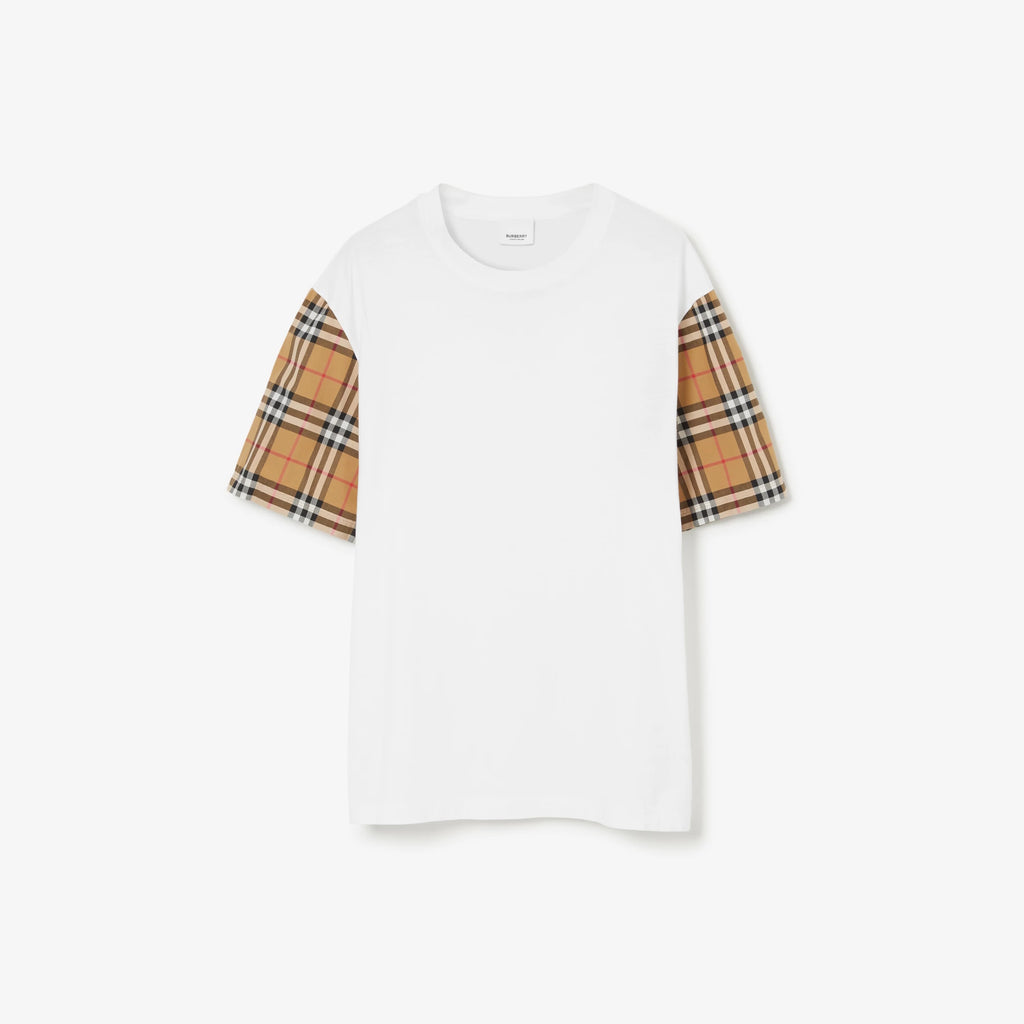 BURBERRY Carrick T-shirt White with Check sleeves