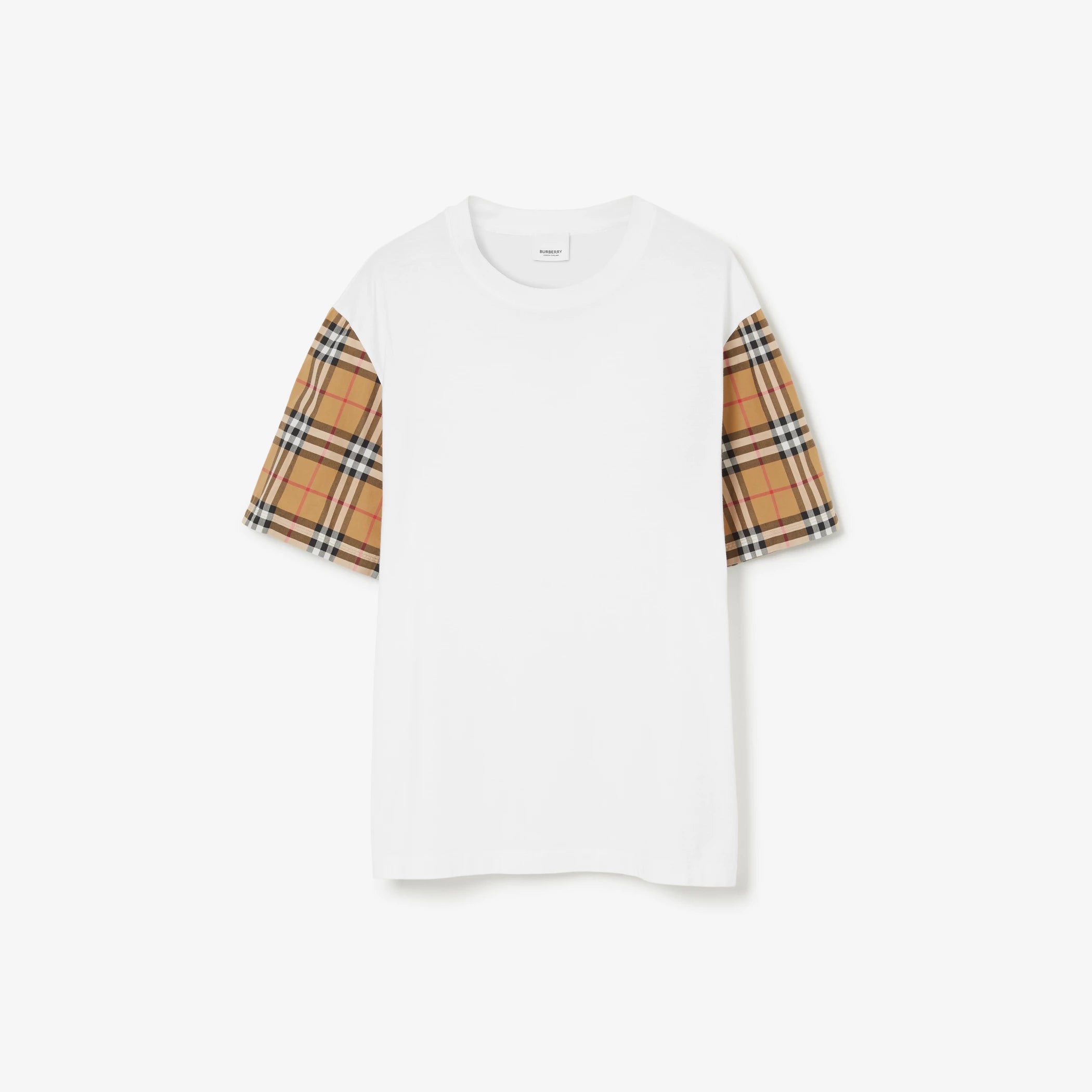 BURBERRY Carrick T-shirt White with Check sleeves