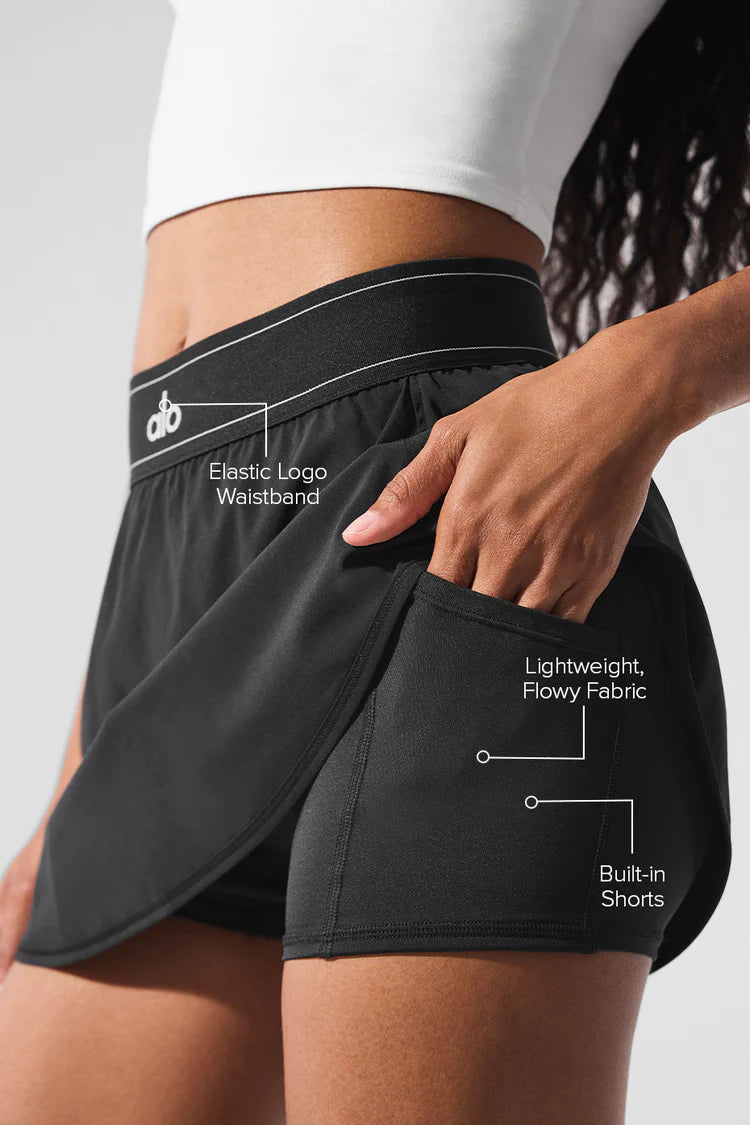 ALO YOGA Match Point Tennis Skirt Black